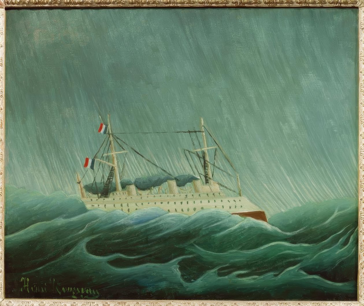 Skipet i stormen (Storm over havet) av Henri Rousseau