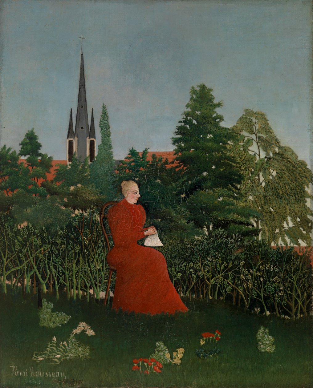 Portrett av en kvinne i et landskap av Henri Rousseau