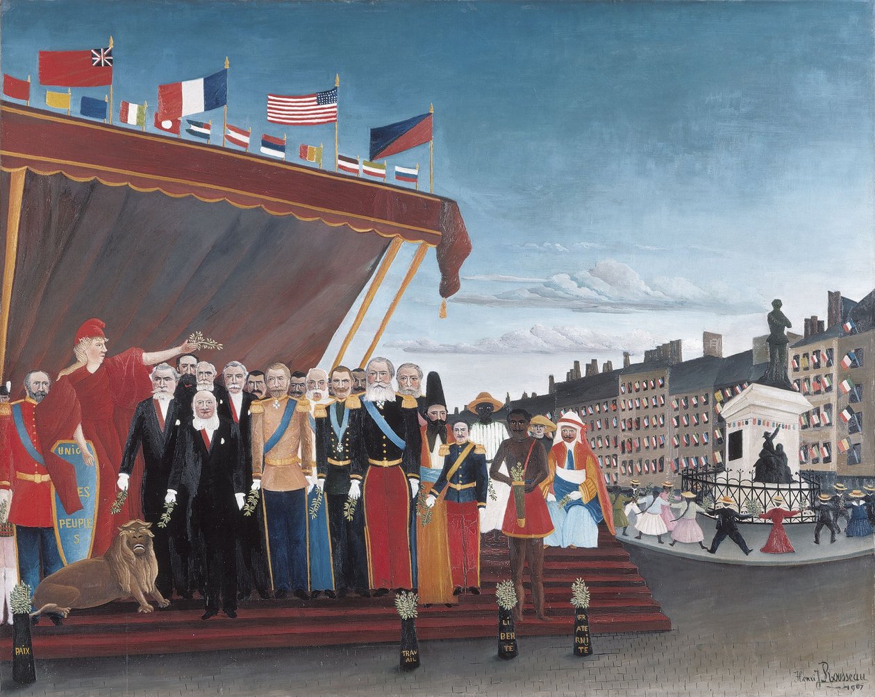 Representantene for utenlandske makter kommer for å hilse på republikken som et tegn på fred av Henri Rousseau