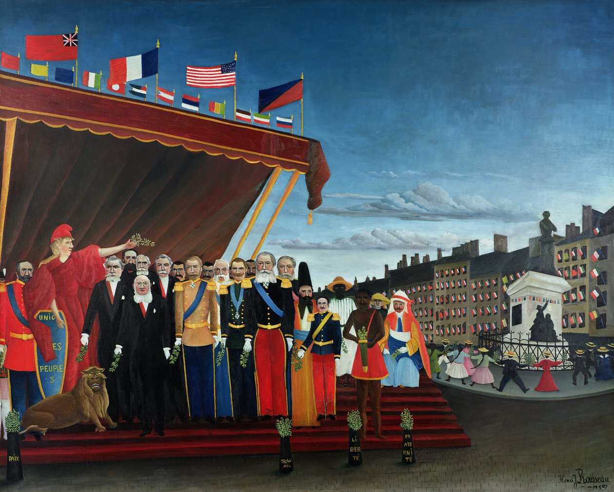 Representantene for utenlandske makter kommer for å hilse republikken som et tegn på fred, 1907 av Henri Rousseau
