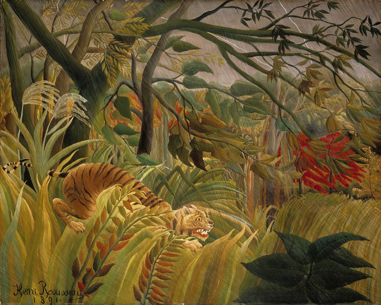 Tiger i en tropisk storm av Henri Rousseau