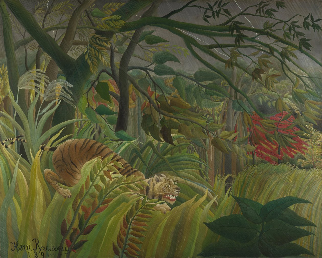 Tiger i en tropisk storm (overrasket!) 1891 av Henri Rousseau