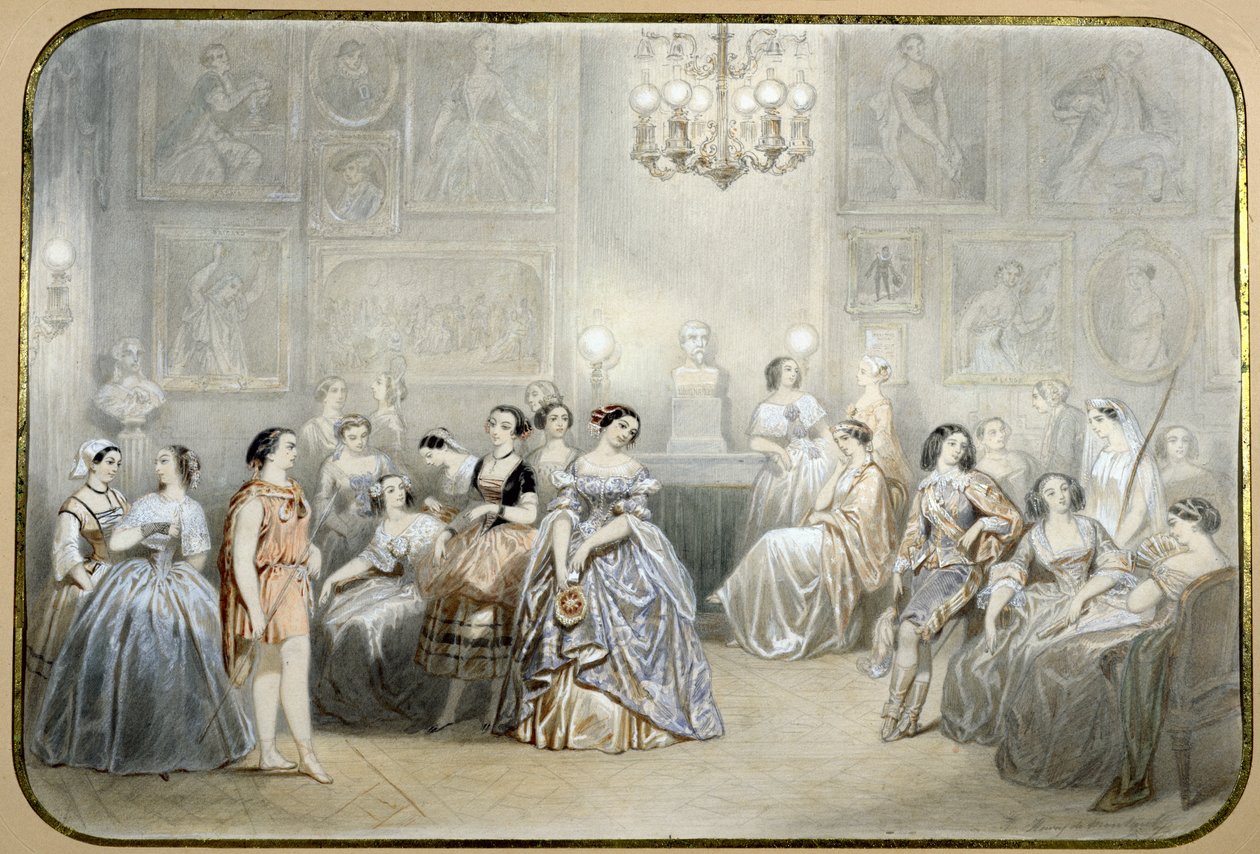Skuespillerinnen Mlle Rachel i foajeen til Comedie Francaise av Henri de Montaut