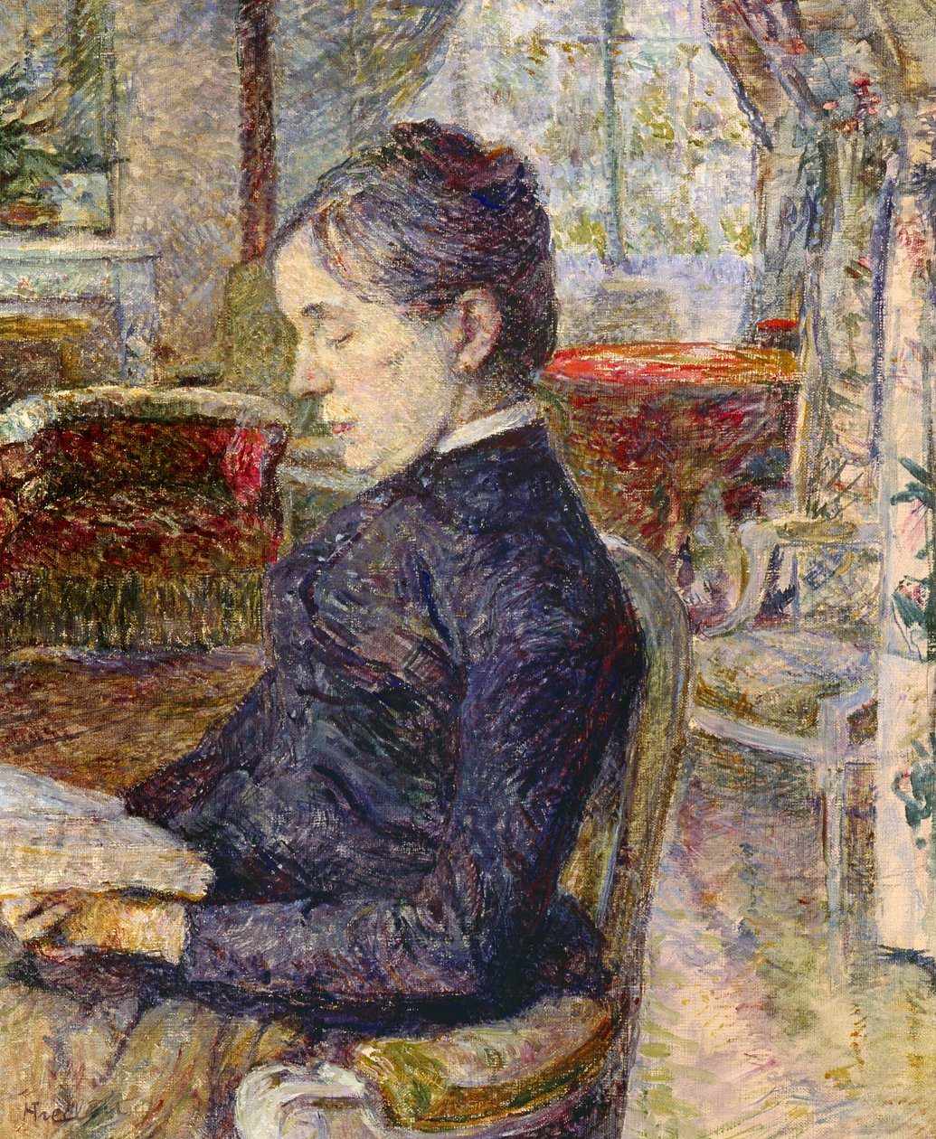 Adele Tapie de Celeyran (1840-1930) grevinne av Toulouse-Lautrec-Monfa i salongen til Chateau de Malrome, 1887 av Henri de Toulouse Lautrec