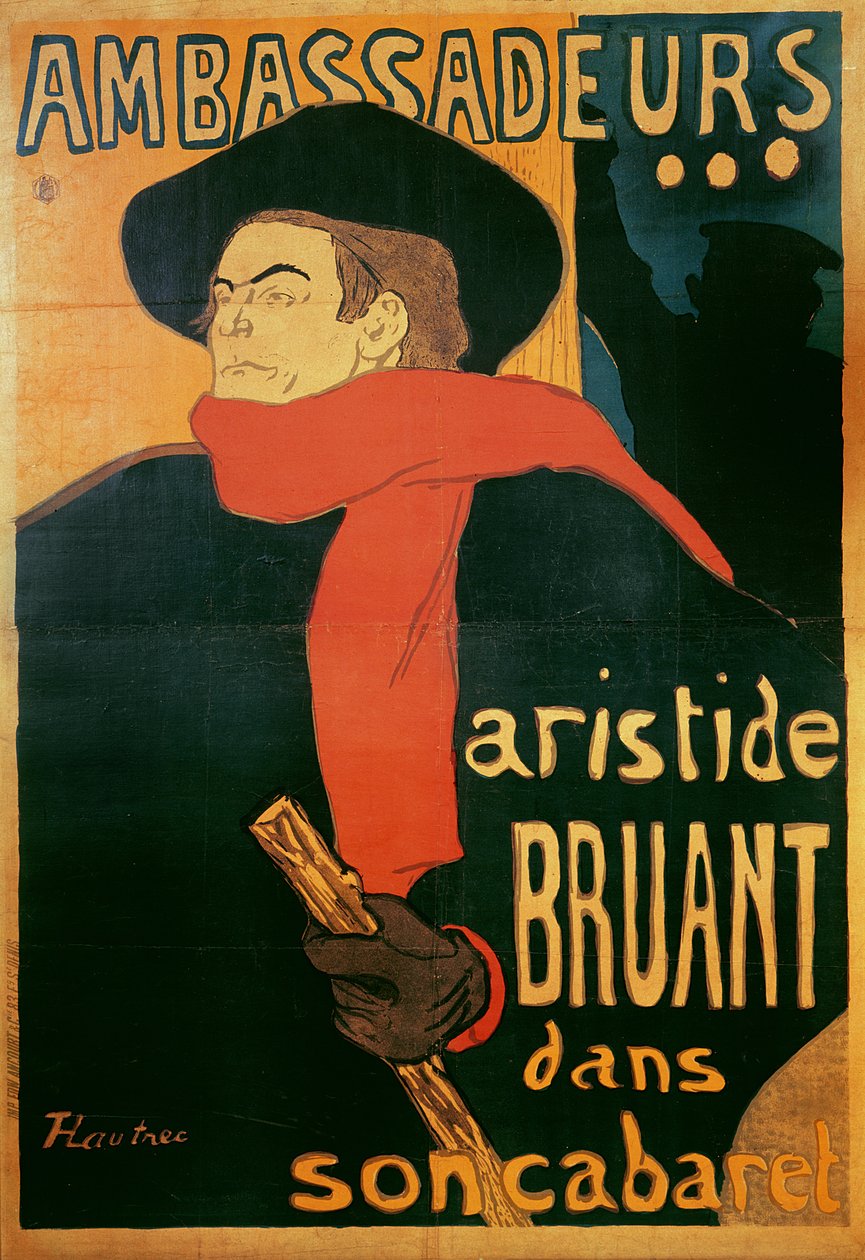 Ambassadører: Aristide Bruant, 1892 av Henri de Toulouse Lautrec
