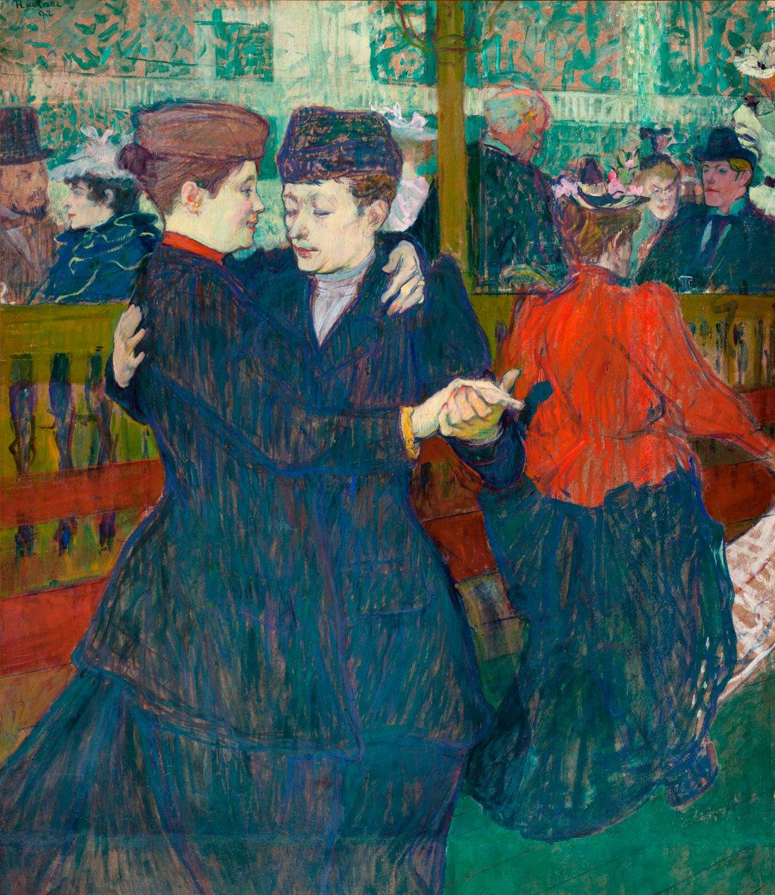 På Moulin Rouge, to dansende kvinner av Henri de Toulouse Lautrec