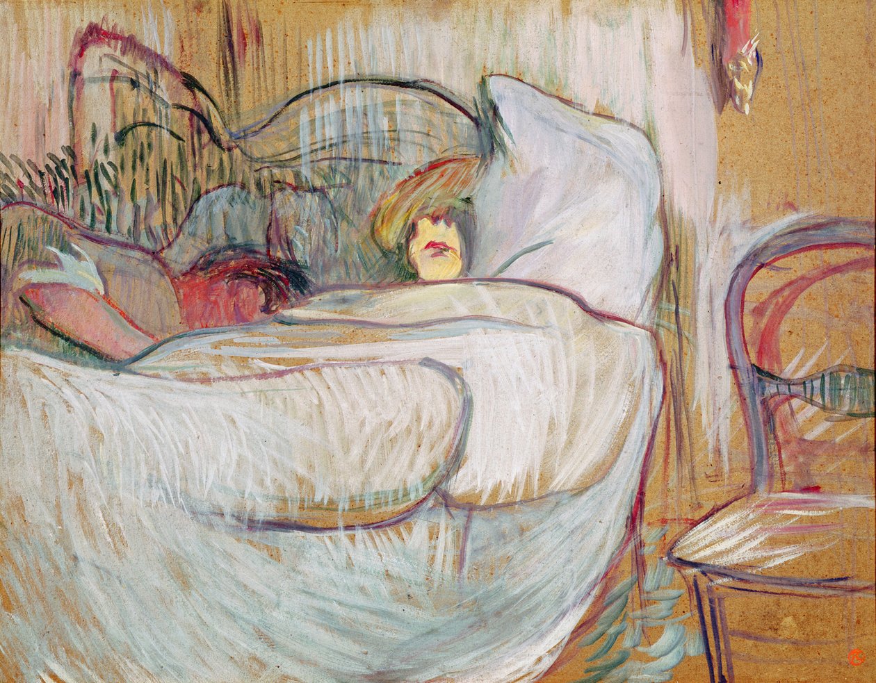 In Bed, 1894 (olje på kort) av Henri de Toulouse Lautrec
