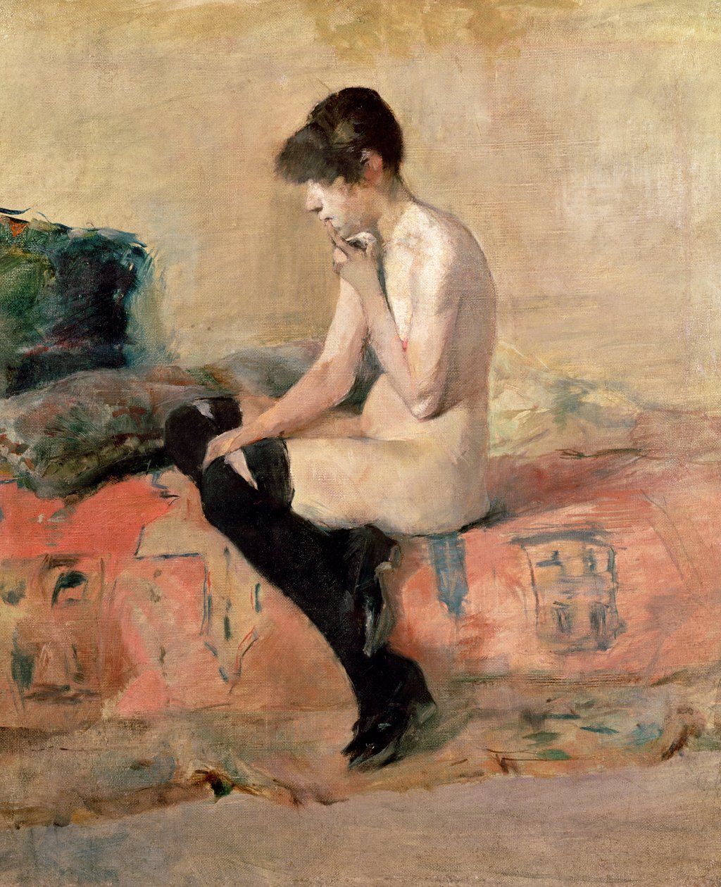 Naken kvinne sitter på en divan, 1881 av Henri de Toulouse Lautrec