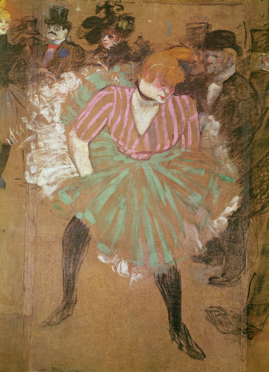 Skilt til Goulue-hytta, på Tréne-messen i Paris. Dansen ved Moulin-Rouge: la Goulue (Louise Weber), 1895 av Henri de Toulouse Lautrec