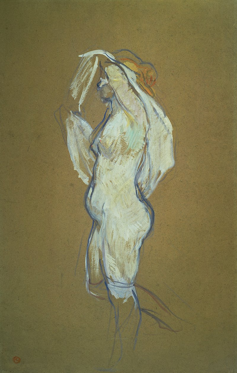 Woman Lifting her Shirt, 1896 (olje på papp) av Henri de Toulouse Lautrec
