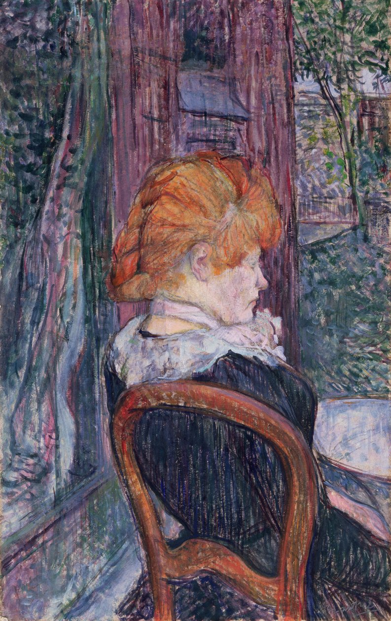 Kvinne sitter i en hage, 1890 (olje på papp) av Henri de Toulouse Lautrec