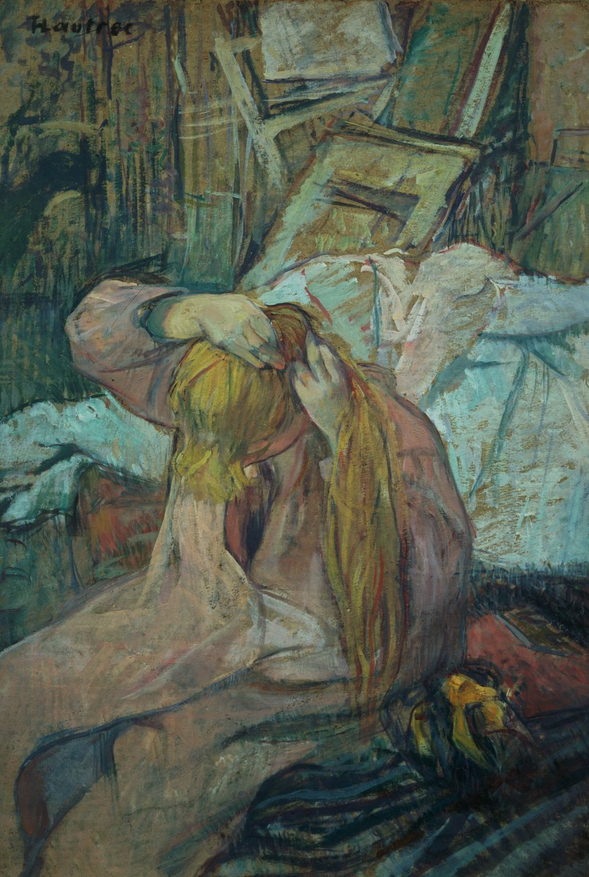 Kvinne som lager håret, 1891 (olje på papp) av Henri de Toulouse Lautrec