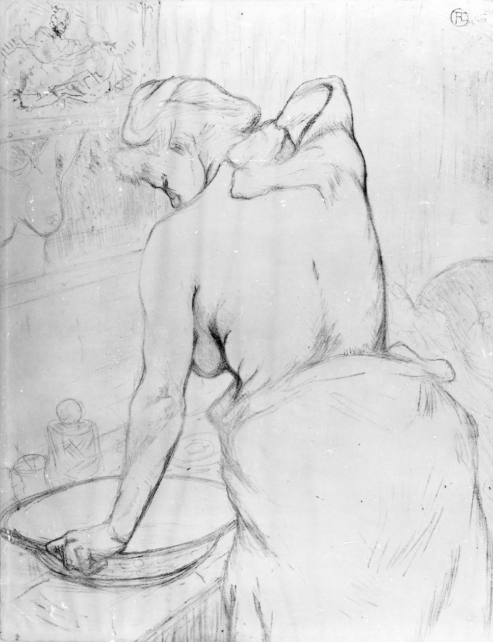 Kvinne som vasker seg ved et basseng, 1896 av Henri de Toulouse Lautrec