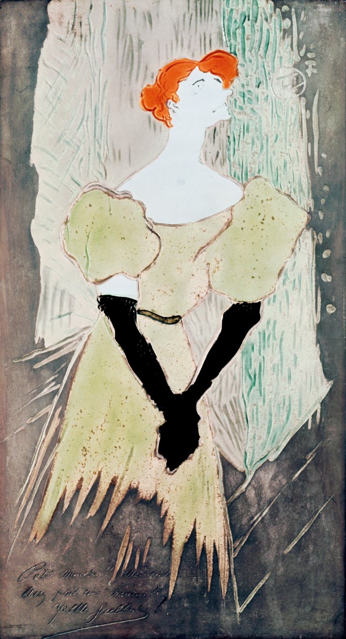 Yvette Guilbert (oppdrag for å lage en bordplate), 1895 (keramikk) av Henri de Toulouse Lautrec