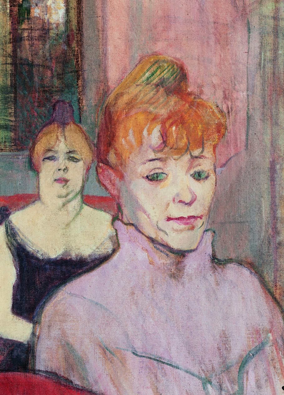 I Salon of the Rue des Moulins detalj i forgrunnen, hodene til to kvinner, 1894 olje på lerret av Henri de Toulouse Lautrec