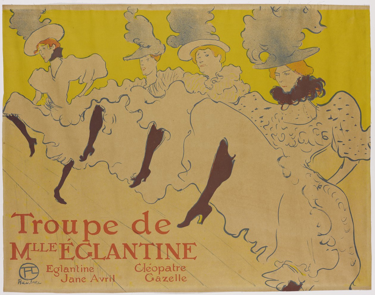 La Troupe de Mademoiselle Eglantine, 1895 (pensel, fargestift og sprut litho, trykt i fire farger på papir) av Henri de Toulouse Lautrec