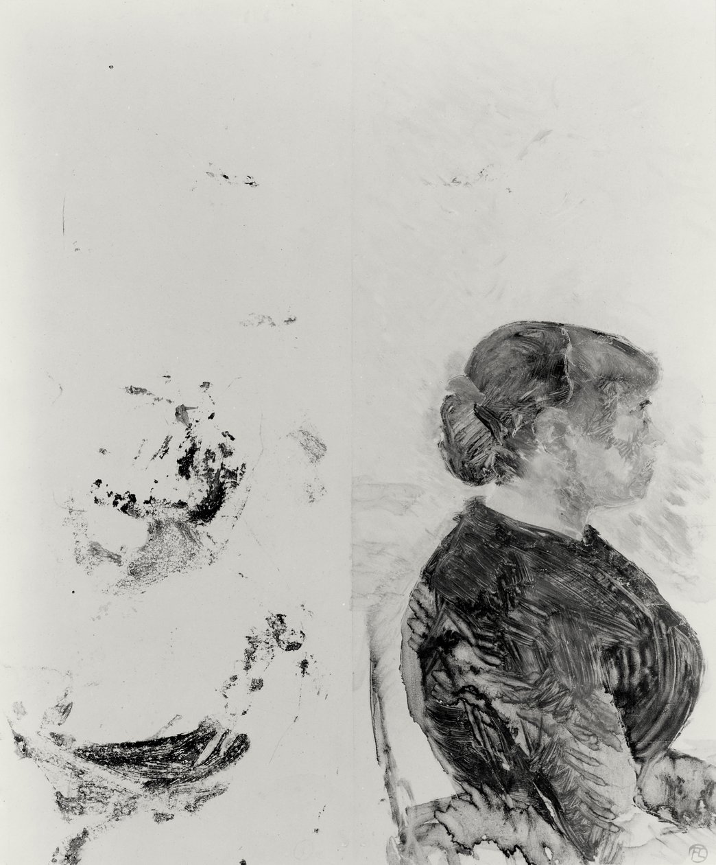 Studie for artillerist og hans kone, 1886 (monotype) av Henri de Toulouse Lautrec