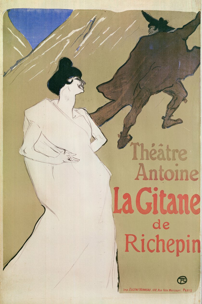 Antoine Theatre, The Gitane av Richepin (plakat), 1900 (litografi) av Henri de Toulouse Lautrec