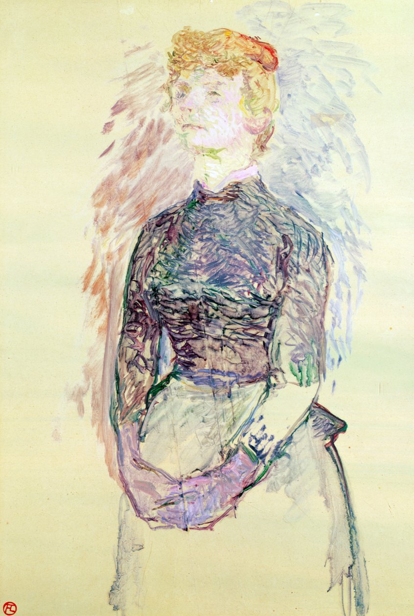 Woman Standing, studie for 'A Batignolles de Bruant', 1888 (olje på tre) av Henri de Toulouse Lautrec