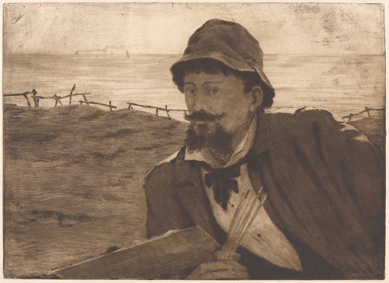 På klippen [Selvportrett] av Henri-Charles Guérard