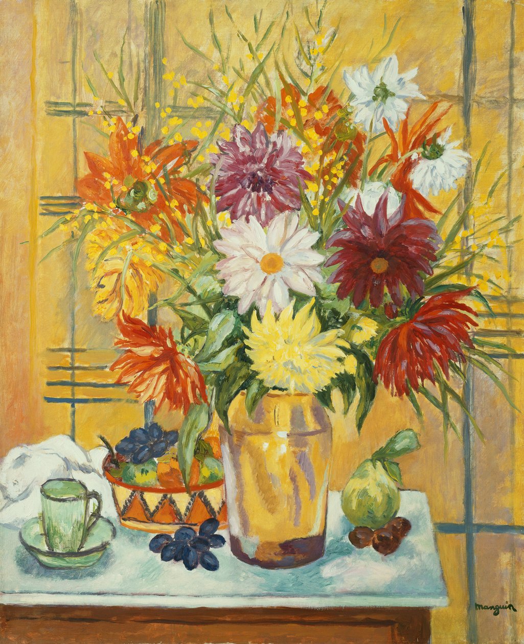 Blomster i en vase; Blomster i en vase av Henri Charles Manguin