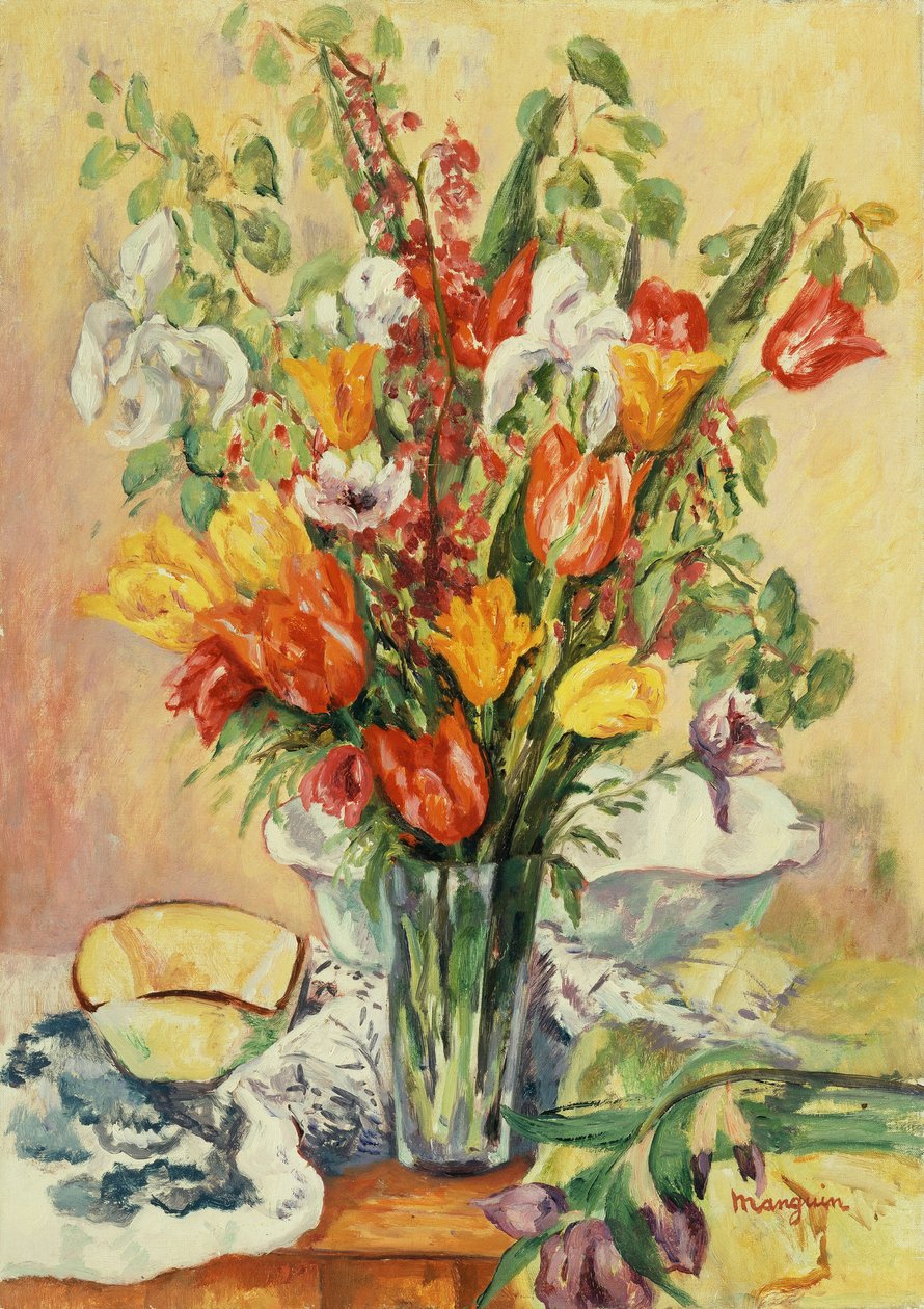 Iris og tulipaner av Henri Charles Manguin