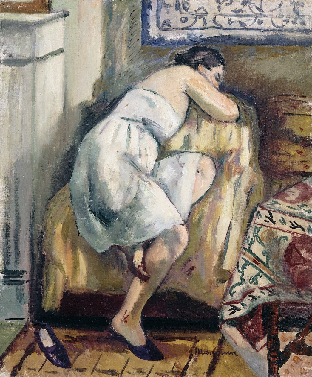 Jeanne sover i en stol; Jeanne sover i en lenestol av Henri Charles Manguin