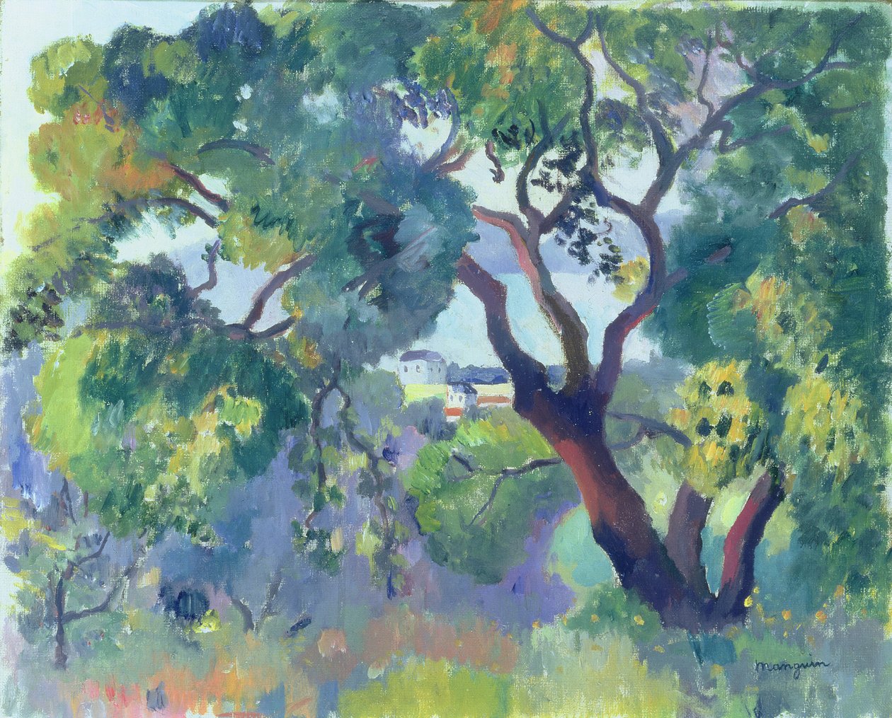 Landskap i Saint-Tropez av Henri Charles Manguin