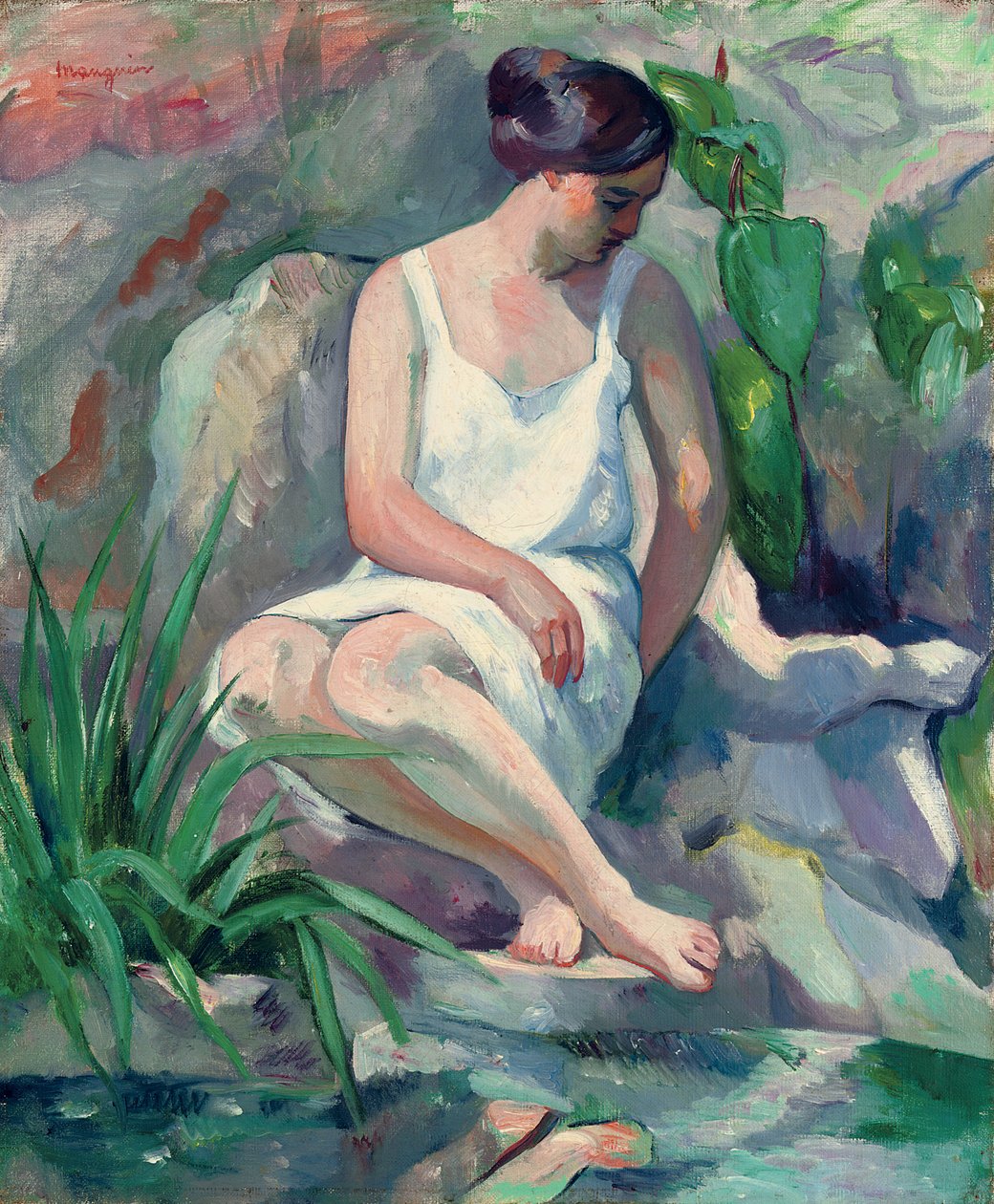 Sittende Bader på Cassis (Jeanne); Sittende badende i Cassis (Jeanne) av Henri Charles Manguin