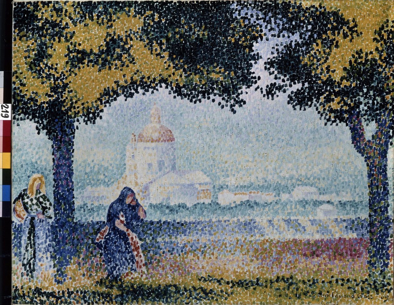 Church of Saint Mary of the Angels nær Assisi. Maleri av Henri Edmond Cross (1856-1910) av Henri Edmond Cross