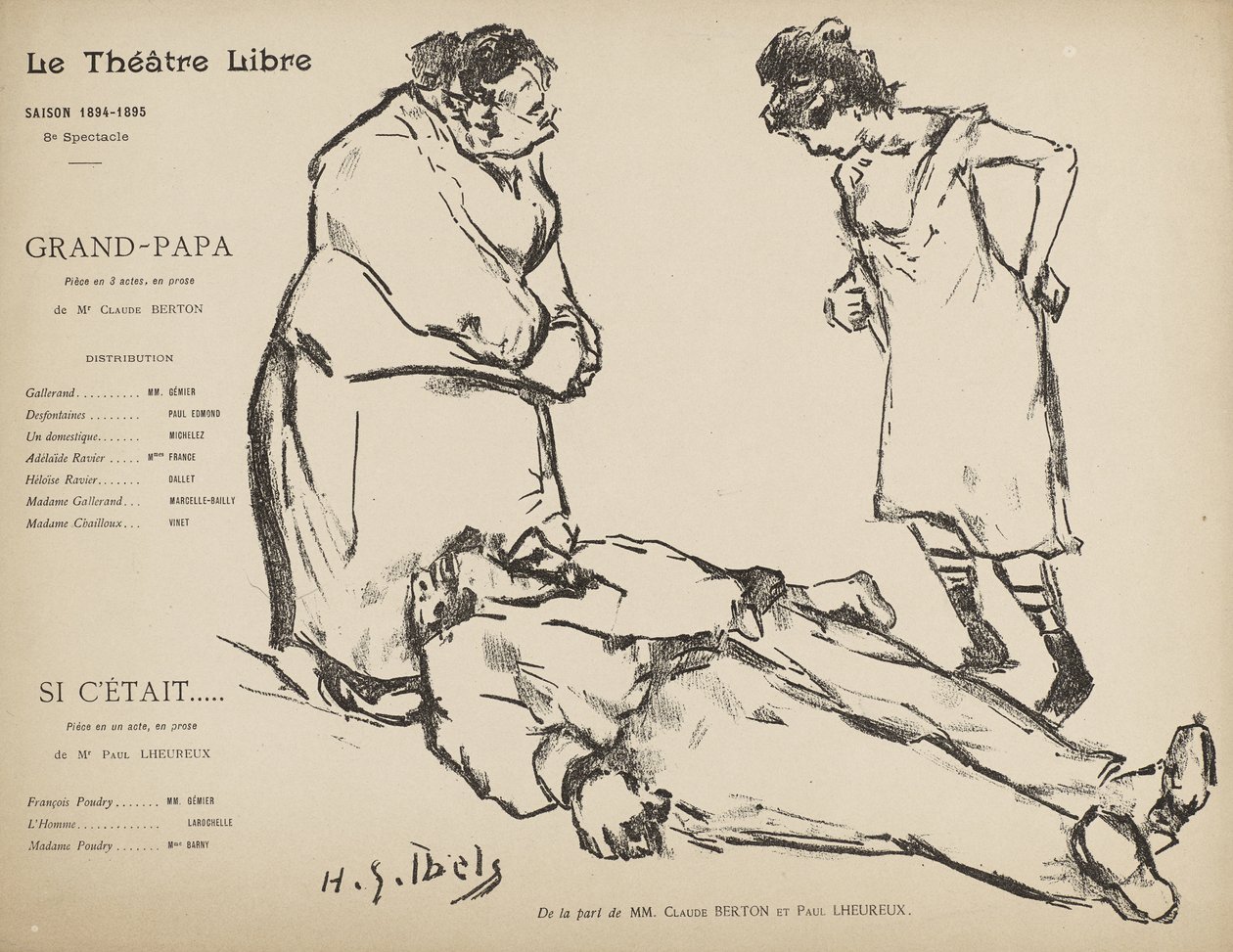 Program for Théâtre Libre-produksjonen av Grand Papa og Si l