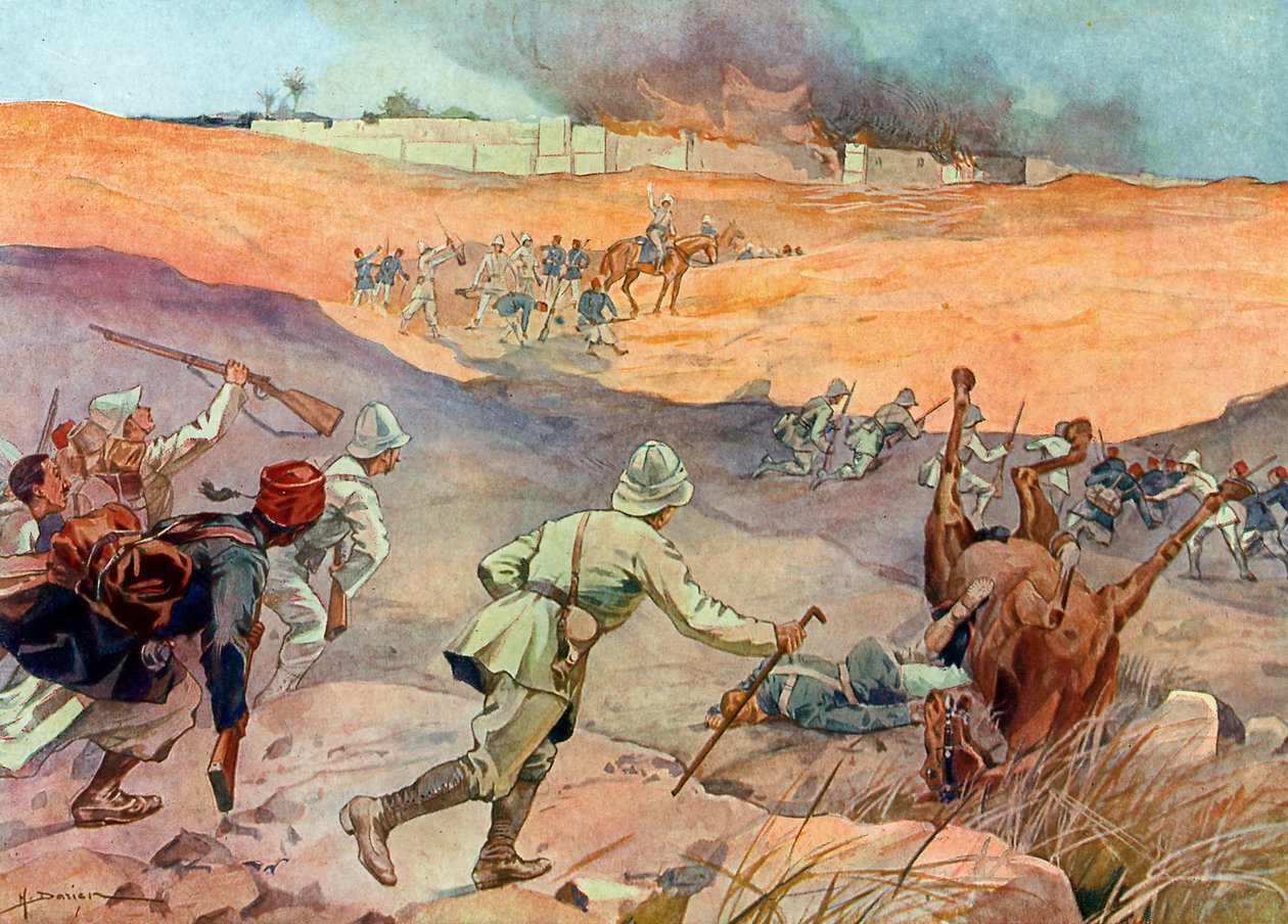 Erobringen av Dahomey: "" Oberst Dodds' tropper ved portene til Abomey av Henri Gaston Darien