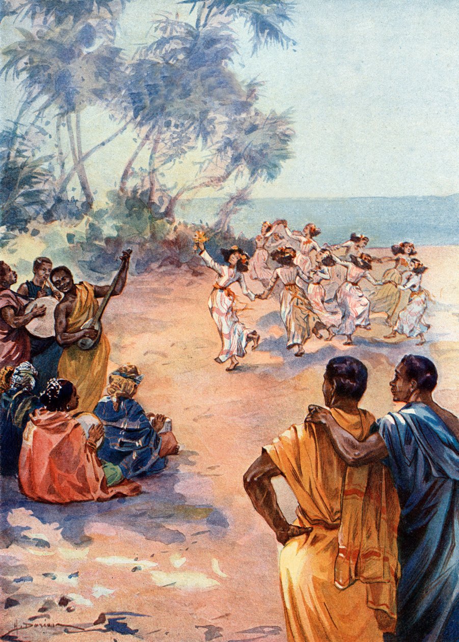 Utsikt over Tahiti under styret til Pomare IV (1813-1877) (Utsikt over Tahiti på Pomare IVs tid av Henri Gaston Darien