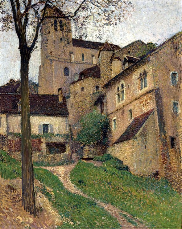 Landskap med et slott-Utsikt over Saint-Cirq-Lapopie av Henri Martin