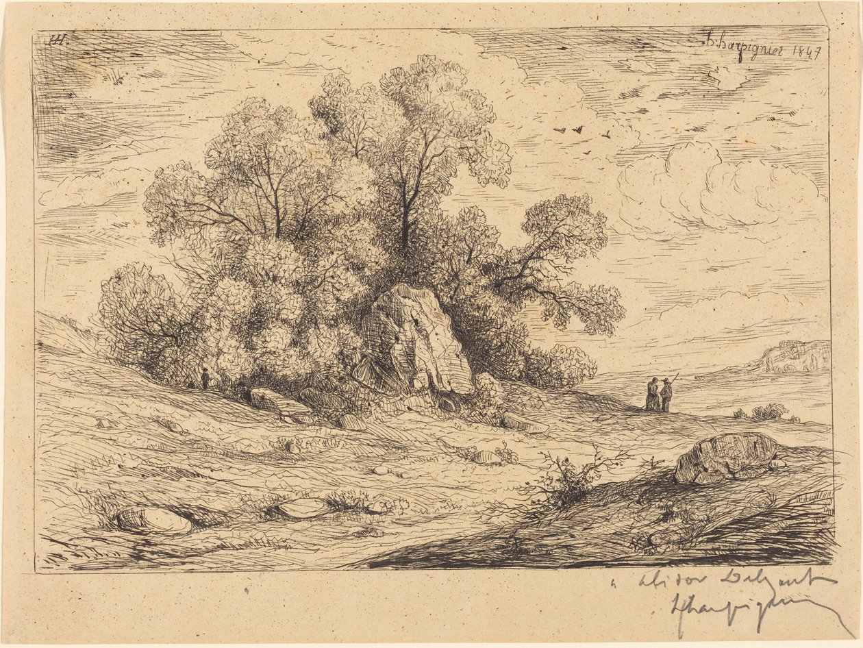 Tregruppe med klipper av Henri-Joseph Harpignies