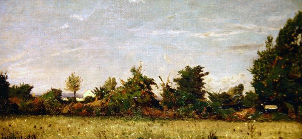 Landskap med hytte av Henri Joseph Harpignies