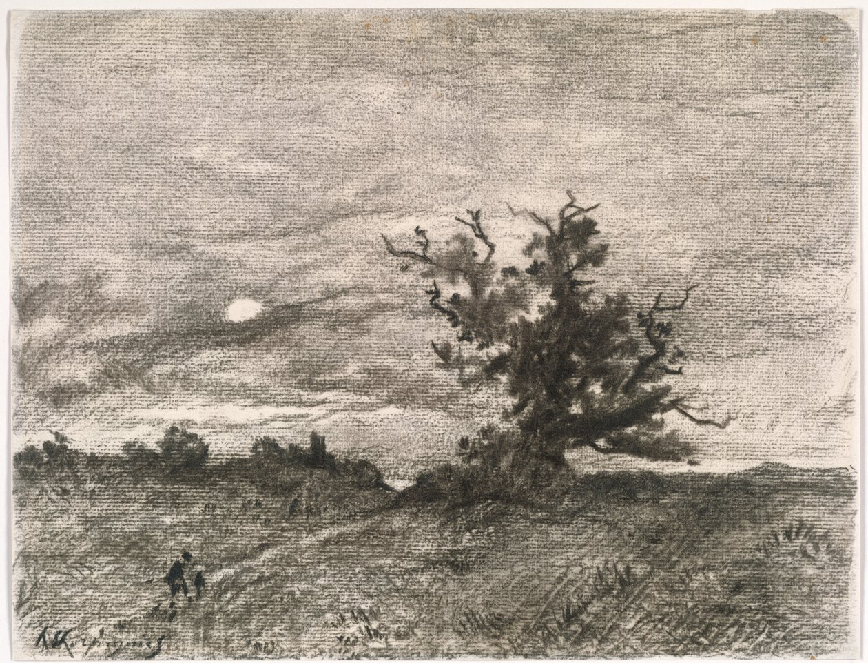 Månebelyst landskap av Henri-Joseph Harpignies