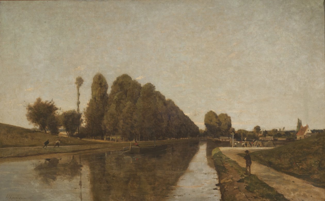 Briare-kanalen (olje på lerret) av Henri Joseph Harpignies