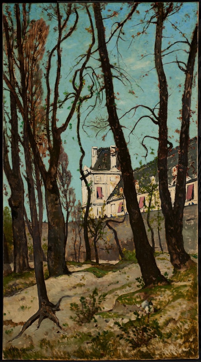 Utsikt over Louvre med Grande Galerie og Pavillon de Flore av Henri-Joseph Harpignies