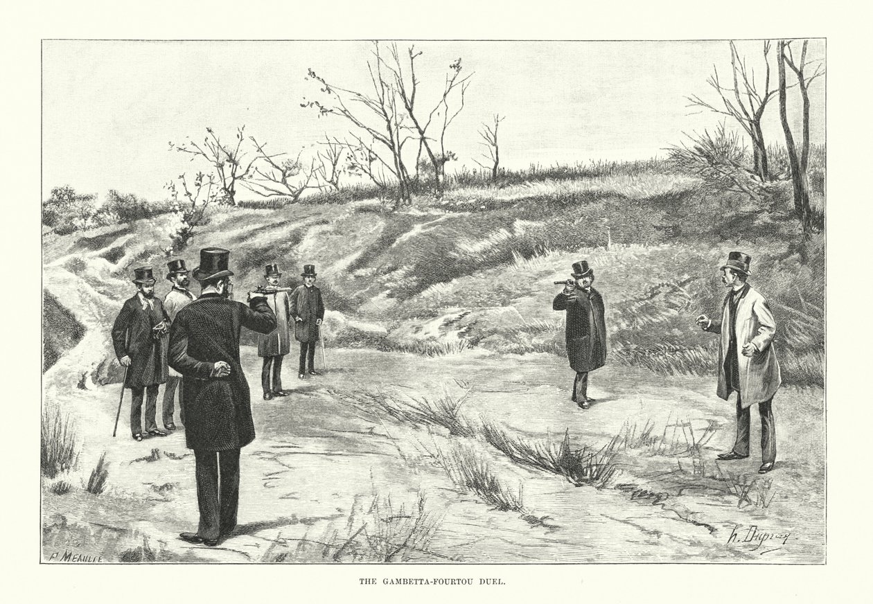 Gambetta Fourtou-duellen (gravering) av Henri-Louis Dupray