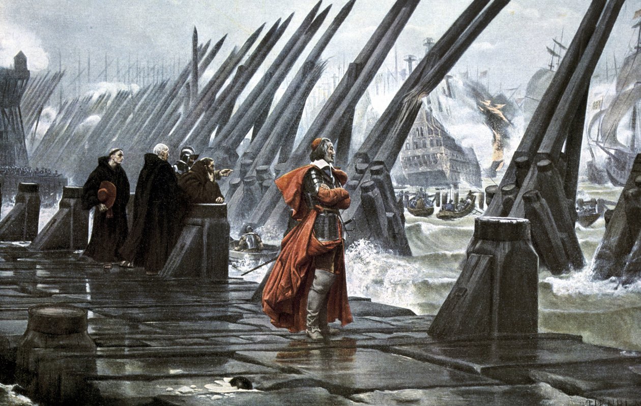 Kardinal Richelieu på sjøveggen ved La Rochelle av Henri Paul (after) Motte