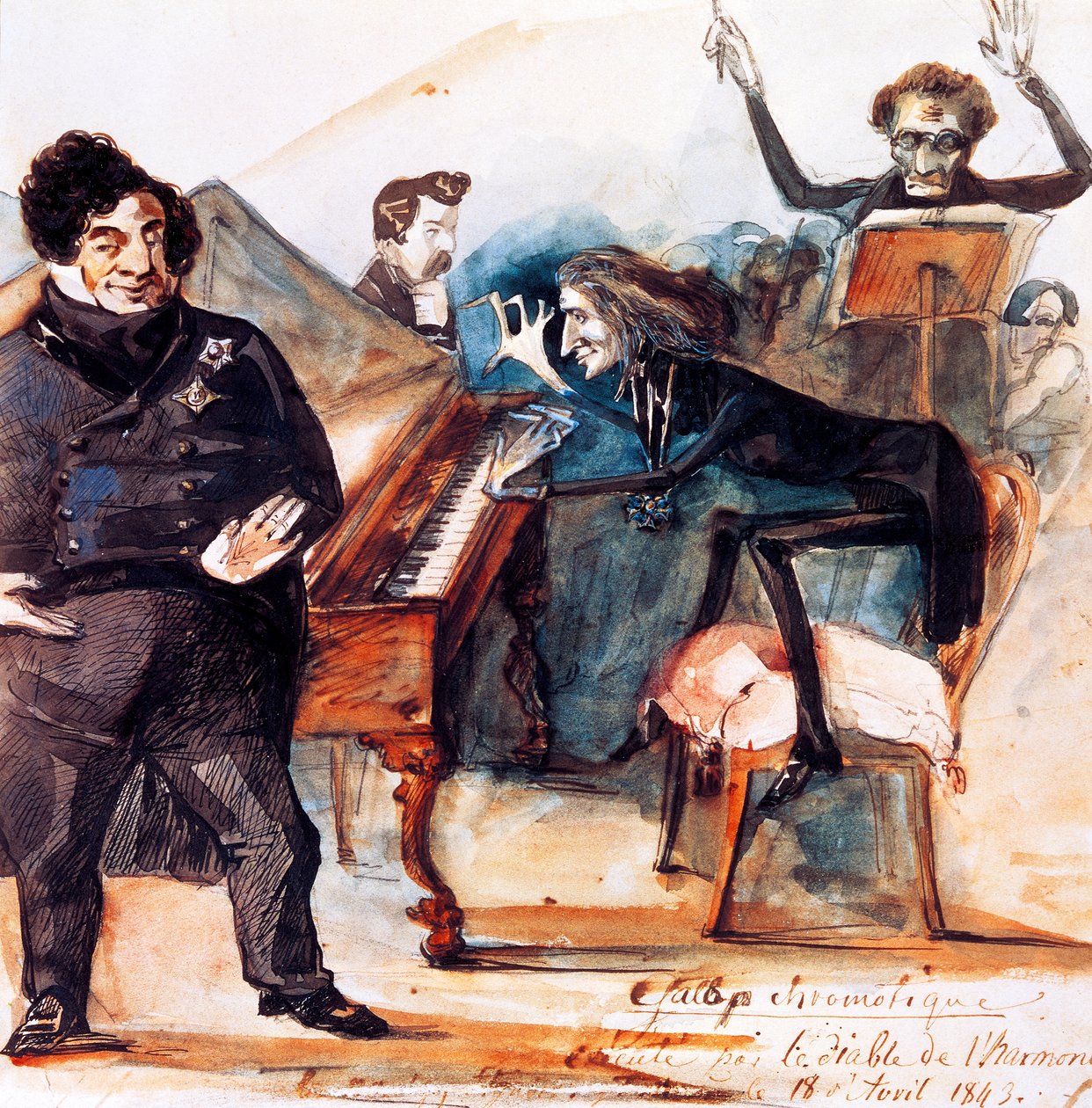 Karikatur av Franz Liszt av Henri (1814-82) Lehmann