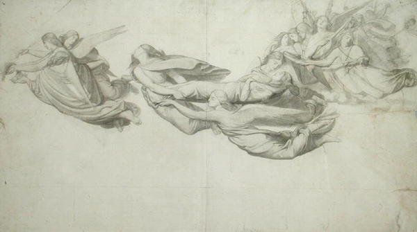 Skisse for Saint Catherine of Alexandria (grafitt på papir) av Henri Lehmann