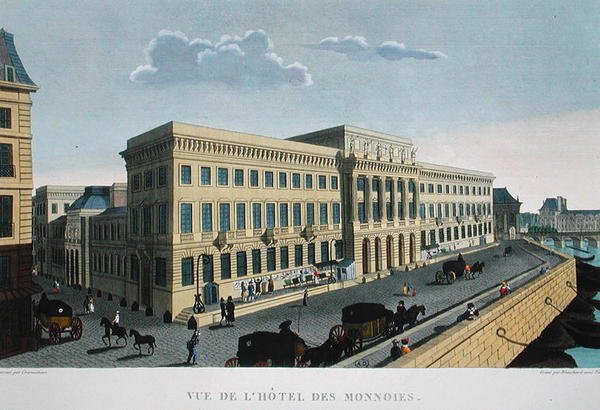Hotel des Monnaies, ca. 1815-20 (fargegravering) av Henri (after) Courvoisier Voisin