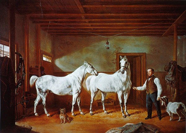 Stall fra Stuyvesant-familien, ca. 1854 (farge litho) av Henri (after) Delattre
