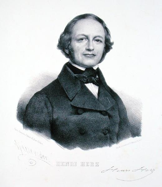 Henri Herz (1803-88) (gravering) av Henri (after) Grevedon