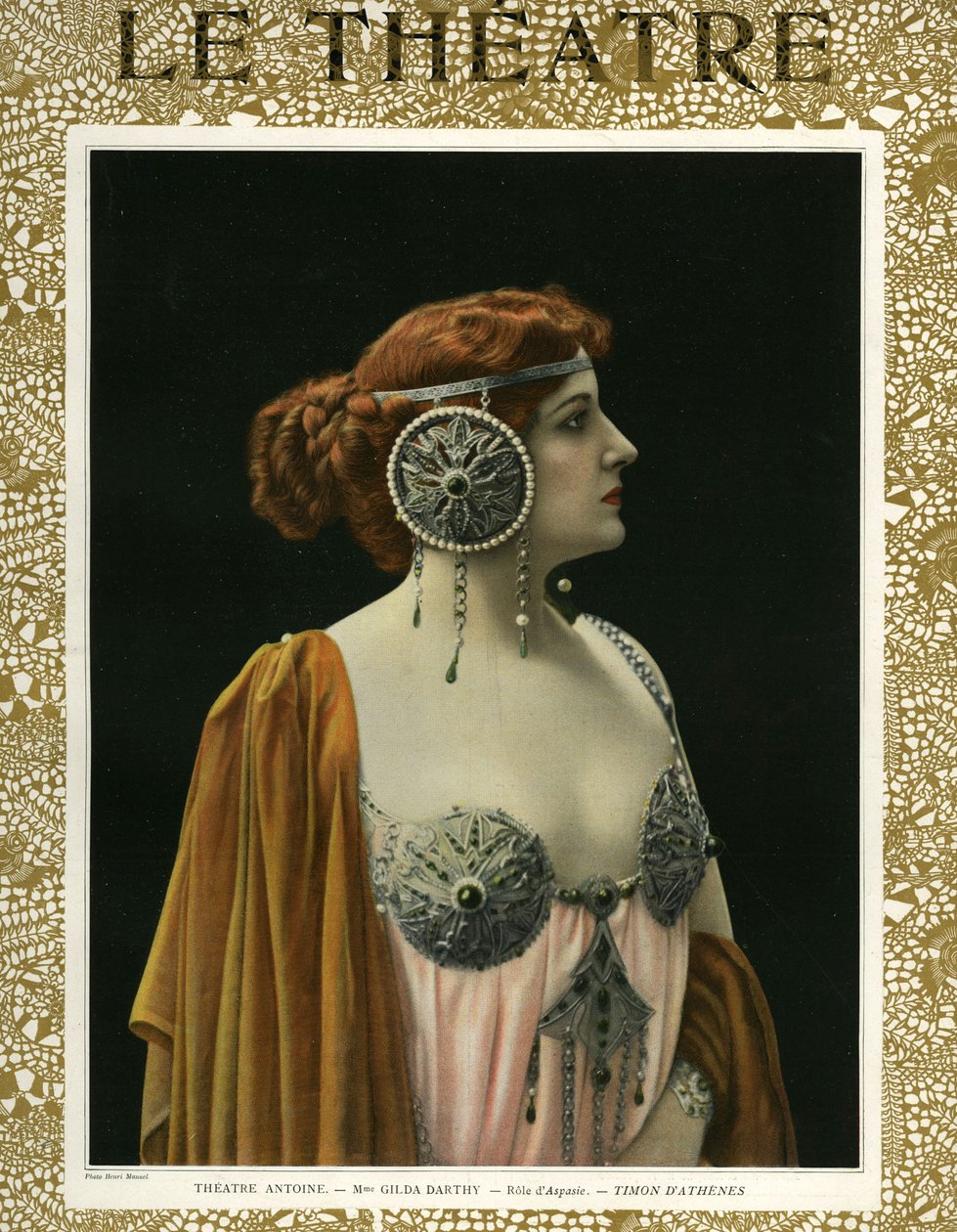 Gilda Darthy som Aspasia, forsiden av magasinet "Le Theatre". av Henri (after) Manuel