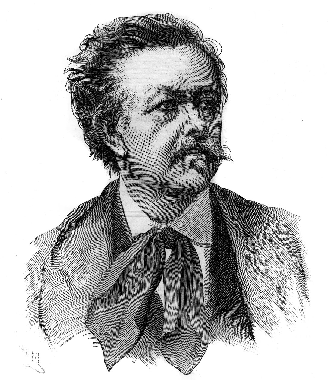 Portrait of Emile Gigault de La Bedolliere (1812-1883) French writer, journalist and translator - engraving after the drawing by Henri Meyer av Henri (after) Meyer