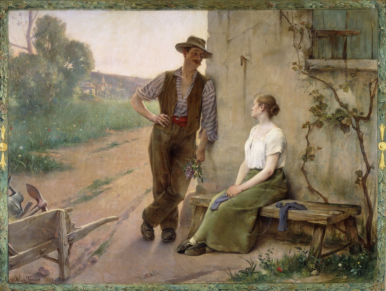 Bondepar i et gårdstun, 1889 av Henri Adrien Tanoux