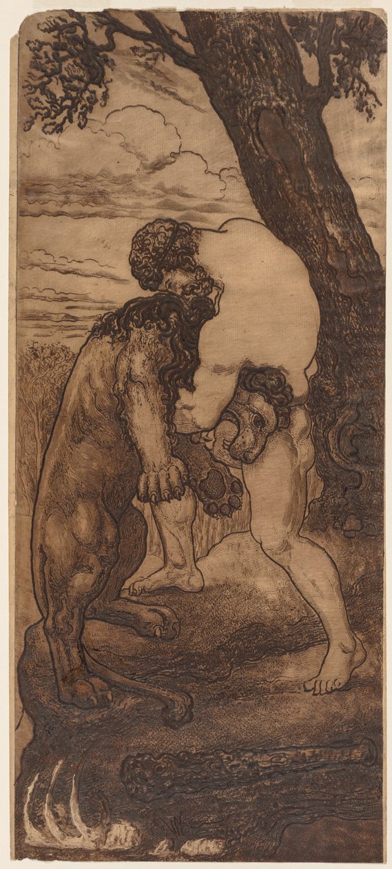 Hercules and the Nemean Lion, ca. 1898. av Henri Arthur Lefort des Ylouses